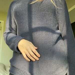 Old Navy Blue Crew Neck Sweater with Chunky Knit Texture